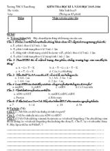 Kiểm tra học kì I Năm học 2015- 2016 môn sinh học 9  (thời gian 45 phút)